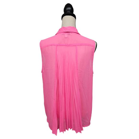 American Eagle Women's Pink Sheer Top Sz Large Pleated Back Fairy Preppy - Picture 2 of 8